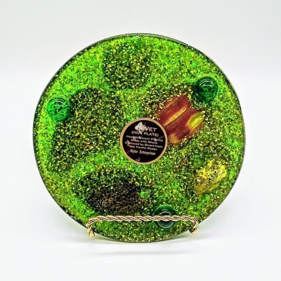Hyler Enterprises Green Acrylic Shell Inlay Trivet - Picture 5 of 6